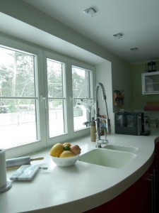 Red modern kitchen.