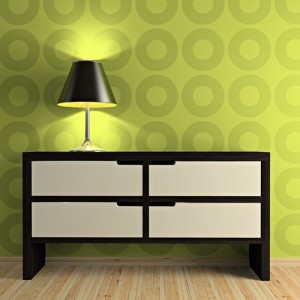 Part of the modern interior with table and lamp
