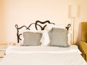Pillows and bed in bedroom