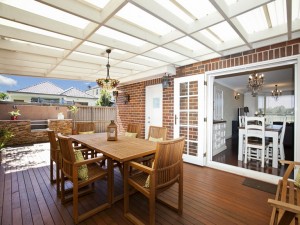decking and garden