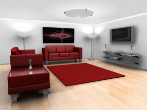 Contemporary styled minimalistic lounge with furniture