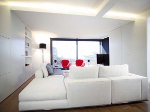 Modern living room with tv equipment