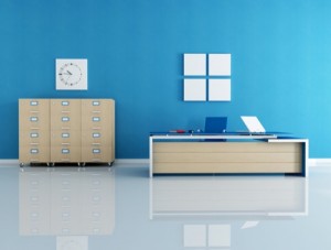 blue office interior