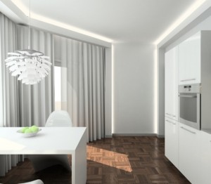 3D render modern interior of kitchen