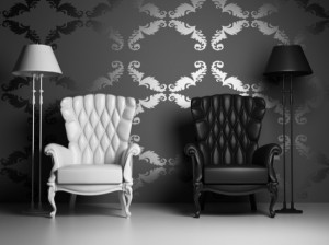 White & black armchairs