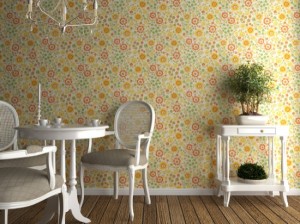 flowery wallpaper interior