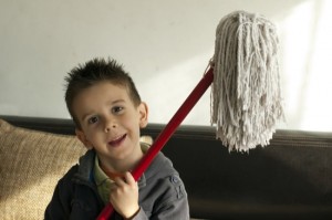 Children who clean the floor