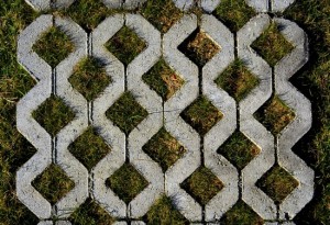 walk way surface of concrete blocks