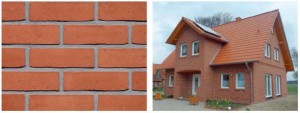 Ukázka lícovyých cihel Terca, řada Wasserstrich bricks